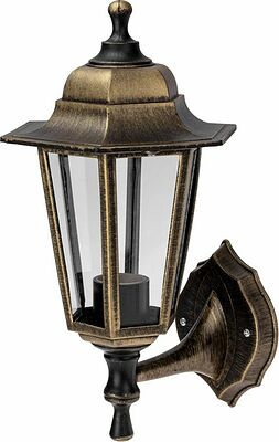LAMPER 602-306 Светильник садово-парковый НБУ 06-60-001 У1 quot;Леда 1 quot;, настенный, черный под бронзу, стекло прозрачное, шестигранный, под лампу Е27 LAMPER