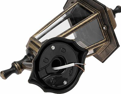 LAMPER 602-306 Светильник садово-парковый НБУ 06-60-001 У1 quot;Леда 1 quot;, настенный, черный под бронзу, стекло прозрачное, шестигранный, под лампу Е27 LAMPER