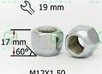 Матрикс-Авто 600045 Cr колёсная гайка M12×1,5×17, CH19, открытая, конус 60°, хром