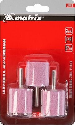 Matrix 76016 шарошки абразивные цилиндрические 32×32 мм, хвостовик 6 мм, F46, 3 шт.