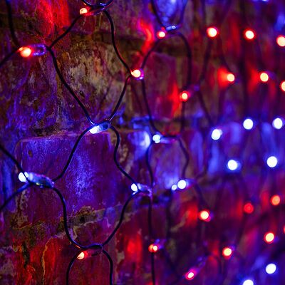 NEON-NIGHT 215-023 Гирлянда светодиодная Сеть 2х1,5м 288 LED КРАСНЫЙ/СИНИЙ черный ПВХ IP65 свечение с динамикой 230В контроллер в комплекте NEON-NIGHT 