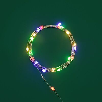 NEON-NIGHT 302-009 Гирлянда светодиодная Роса с крупными каплями 2м, 20LED, МУЛЬТИКОЛОР, IP20, тонкий батарейный блок, 2хCR2032 в комплекте NEON-NIGHT