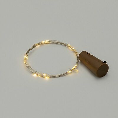 NEON-NIGHT 302-026 Гирлянда светодиодная Роса с пробкой 2м, 20LED, ТЕПЛЫЙ БЕЛЫЙ, IP20, 3хLR44 в комплекте NEON-NIGHT