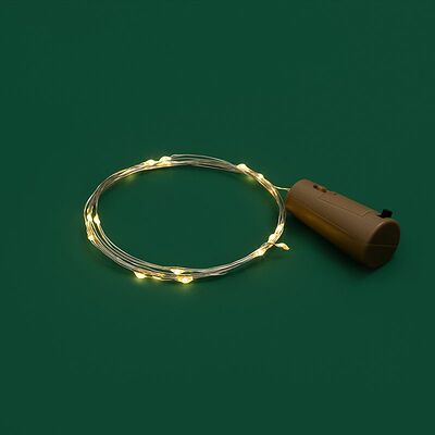 NEON-NIGHT 302-026 Гирлянда светодиодная Роса с пробкой 2м, 20LED, ТЕПЛЫЙ БЕЛЫЙ, IP20, 3хLR44 в комплекте NEON-NIGHT