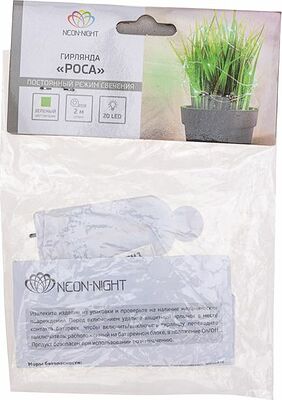 NEON-NIGHT 303-008 Гирлянда светодиодная Роса 2м, 20LED, ЗЕЛЕНЫЙ, IP20, 2хCR2032 в комплекте NEON-NIGHT