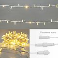 NEON-NIGHT 305-136 Гирлянда светодиодная Нить 10м 100 LED ТЕПЛЫЙ БЕЛЫЙ IP65 белый ПВХ постоянное свечение 24В соединяется NEON-NIGHT нужен транс-ор 531-100/531-311/531-312