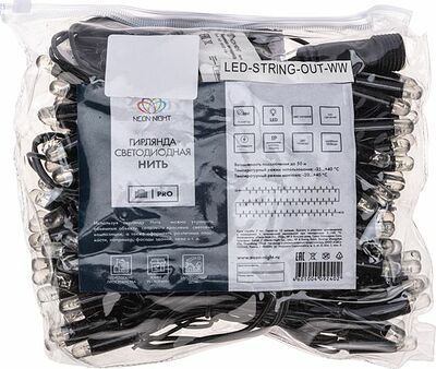 NEON-NIGHT 305-173 Гирлянда светодиодная Нить 10м 100 LED СИНИЙ черный ПВХ IP65 постоянное свечение 230В соединяется нужен блок 303-500 NEON-NIGHT