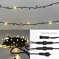 NEON-NIGHT 315-216 Гирлянда светодиодная Нить 10м 200 LED ТЕПЛЫЙ БЕЛЫЙ черный каучук IP67 постоянное свечение 230В соединяется нужен блок 315-000 NEON-NIGHT