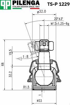 PILENGA TS-P 1229 шарнир рулевой трапеции ГАЗ-24, 3102, 3110 (24-3003028)