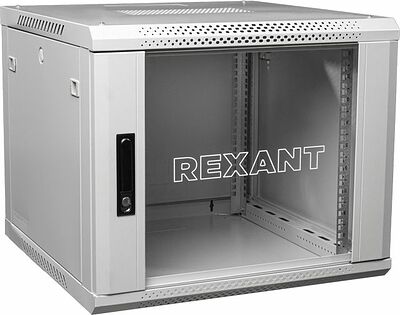 REXANT 04-0666-111 Настенный шкаф 19 quot; 6U 600×600×368 (ШxГxВ), дверь стекло, металлическая задняя стенка, боковые съемные стенки, RAL 7035 REXANT