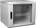 REXANT 04-0964-111 Настенный шкаф 19 quot; 9U 600×450×501 (ШxГxВ), дверь стекло, металлическая задняя стенка, боковые съемные стенки, RAL 7035 REXANT