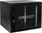 REXANT 04-0964-112 Настенный шкаф 19 quot; 9U 600×450×501 (ШxГxВ), дверь стекло, металлическая задняя стенка, боковые съемные стенки, RAL 9005 REXANT