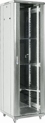 REXANT 04-4266-211 Напольный шкаф 19 quot; 42U 600×600×2054 (ШxГxВ), дверь стекло, металлическая задняя дверь, боковые съемные стенки, RAL 7035 REXANT