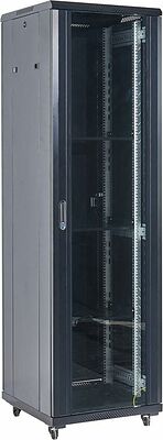 REXANT 04-4288-212 Напольный шкаф 19 quot; 42U 800×800×2054 (ШxГxВ), дверь стекло, металлическая задняя дверь, боковые съемные стенки, RAL 9005 REXANT
