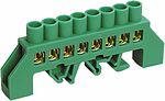 REXANT 11-2307 Шина PE «земля» в комбинированном зеленом изоляторе на DIN-рейку 6x9мм 8 групп REXANT 
