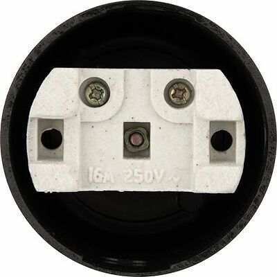REXANT 11-8980 Розетка штепсельная карболитовая открытой установки б/з 16А, черная REXANT