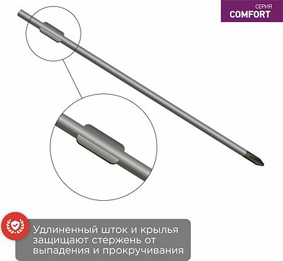 REXANT 12-6413 Отвертка крестовая PZ0х75мм, двухкомпонентная рукоятка REXANT
