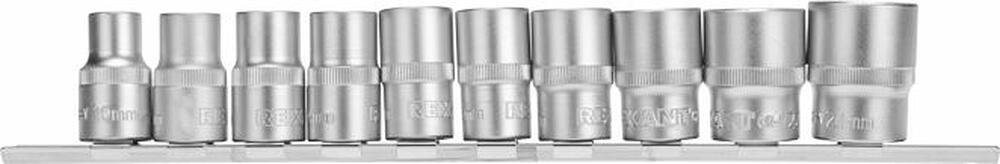 REXANT 12-8304 Набор торцевых головок 1/2, двенадцатигранные, CrV, 10 шт., 10-24мм REXANT
