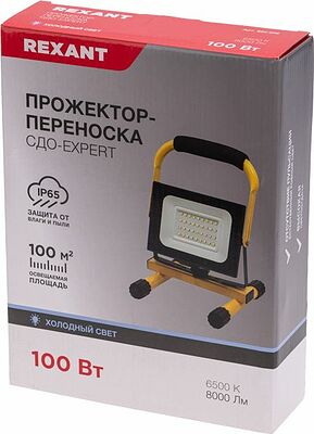 REXANT 605-038 Прожектор-переноска СДО-EXPERT 100Вт 8000Лм 6500K со шнуром 2м и евровилкой REXANT