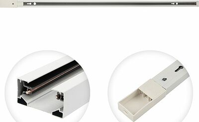 REXANT 612-001 Шинопровод однофазный с кабельным вводом и заглушкой для трековых светильников 1м белый REXANT