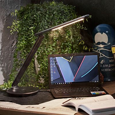 REXANT 75-0219 Светильник настольный REXANT Status LED, USB-зарядка устройств, 2700-6500 К, диммирование, 220 В, эффект тиснения под кожу