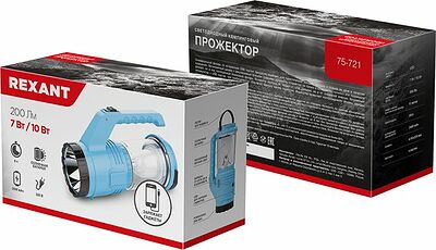 REXANT 75-721 Фонарь прожекторный, двухрежимный, с солнечной батареей, индикатором зарядки и функцией Power bank REXANT