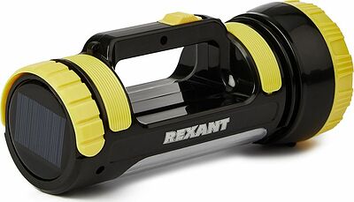 REXANT 75-7822 Фонарь прожекторный, двухрежимный, с солнечной панелью, USB зарядкой и наплечным ремнем REXANT