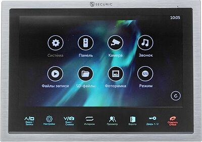 SECURIC 45-0439 Цветной монитор видеодомофона 10,1 quot; формата AHD(1080P), с сенсорным управлением, детектором движения, функцией фото- и видеозаписи (модель AC-439)