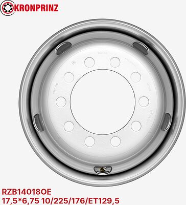 Kronprinz RZB14018OE 6.75x17.5 10x225 ET 129.5 Dia 176 Silver