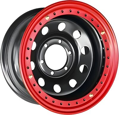 Off-Road-Wheels Тойота Ниссан с бедлоком (красный) 10x16 6x139.7 ET -44 Dia 110 Черный