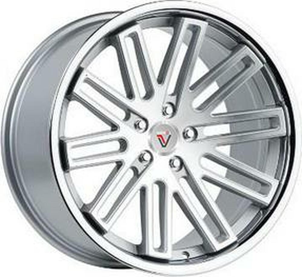 Vissol F-570 8.5x19 5x100 ET 45 Dia 57.1 silver-with-machined-face-and-chrome-stainless-steel-lip