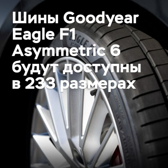 Шины Goodyear Eagle F1 Asymmetric 6 будут доступны в 233 размерах